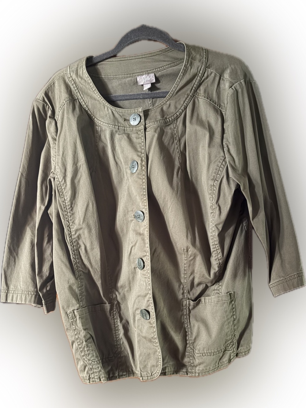 Olive Green Button Front Utility Jacket